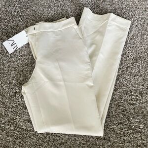 Cream Structured Trousers with Matte Finish